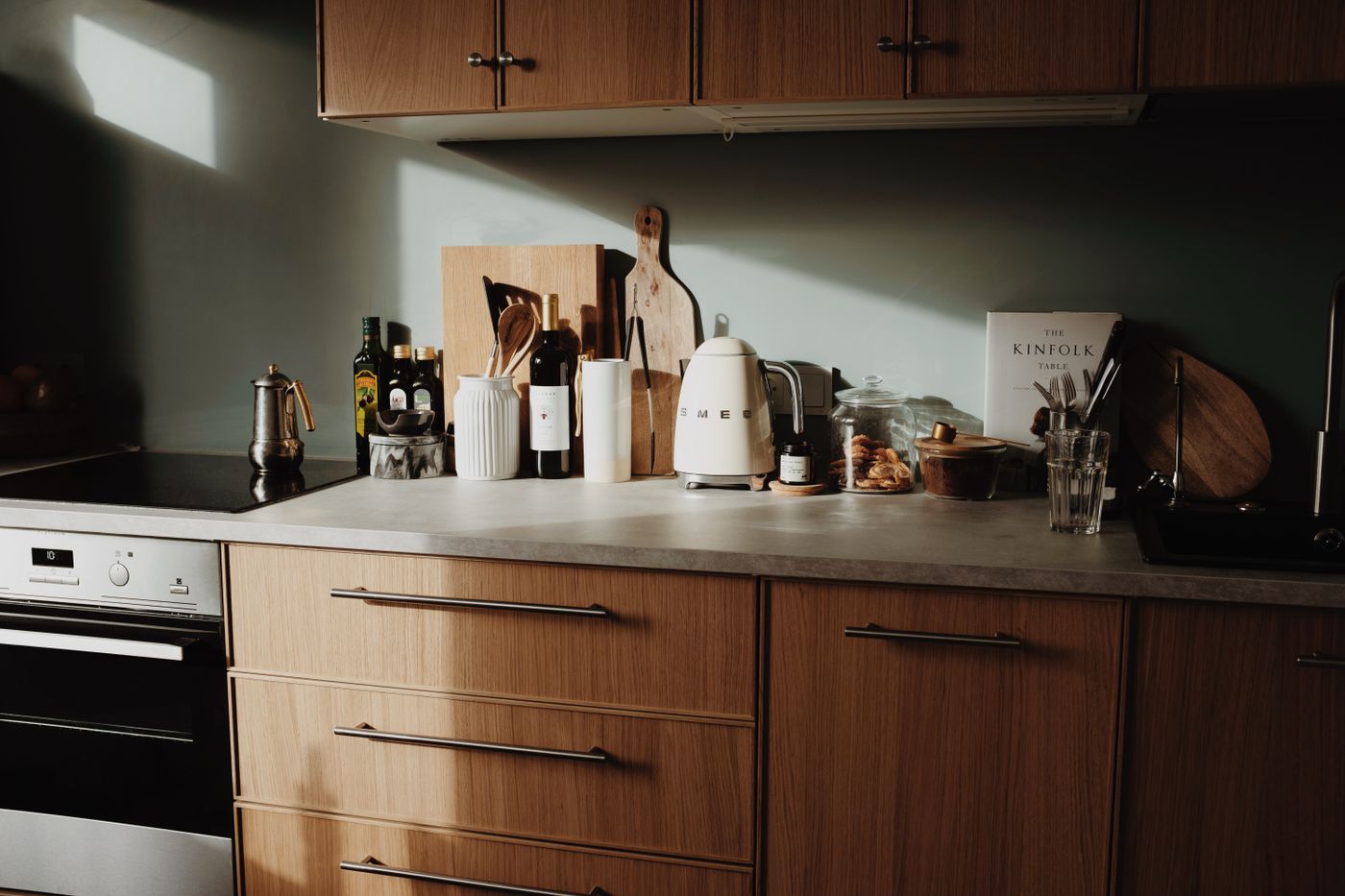 A fitted kitchen with solid wood cabinetry